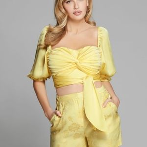 Marciano Guess Yellow Colette Wrap Tie Blouse Crop Top - Size S